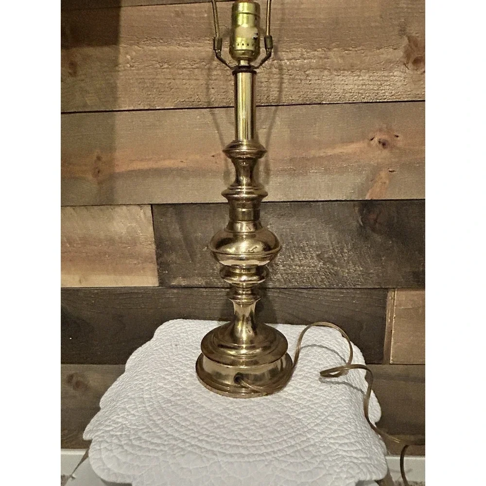 Vintage Style Brass Table Lamp Base Traditional Accent Light No Shade